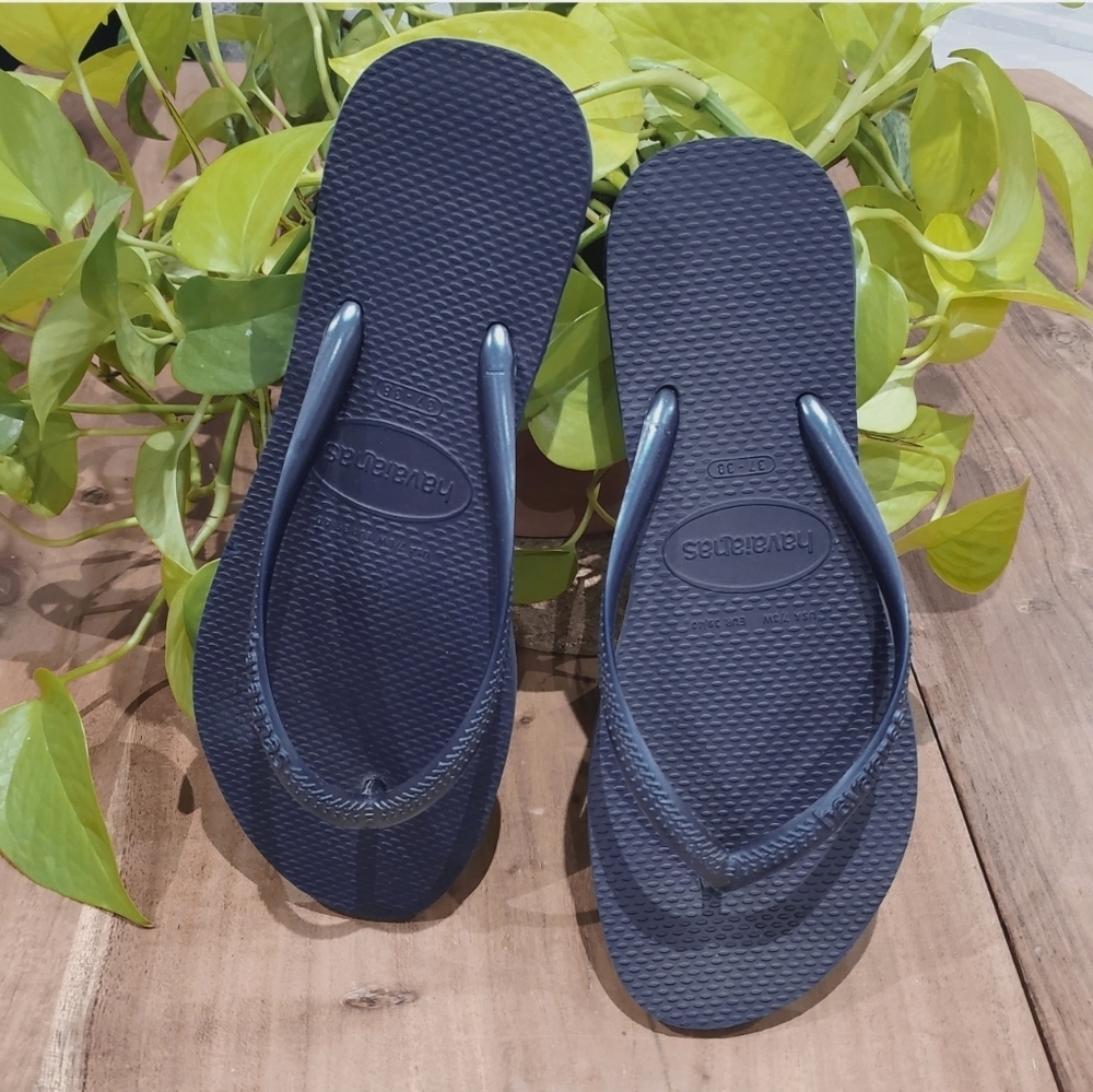 Limited Edition Chrome Blue Havaianas Navy Blue Flip Flops